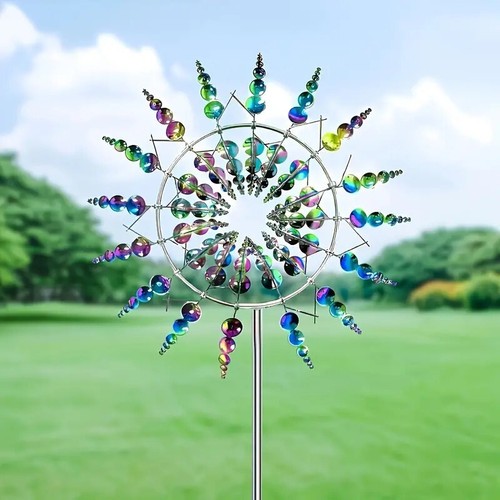 Kinetic Metal Windmill 3D Wind Powered Kinetic Sculpture Lawn Metal Wind Spinner - Picture 2 of 4
