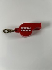 VINTAGE FEDEX FEDERAL EXPRESS WHISTLE KEY RING - DON'T PANIC
