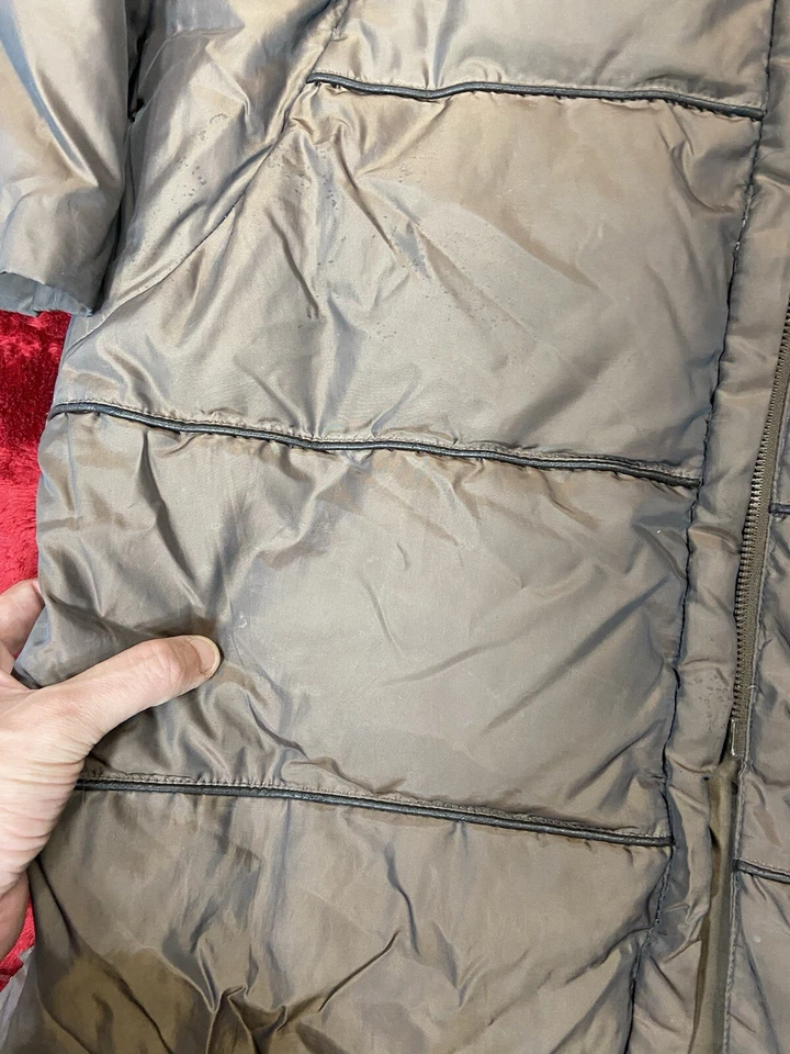 Via Spiga Women Size M Long Brown Hooded Zip Up Puffer Coat Jacket Fur Line Hood - Image 2 of 4