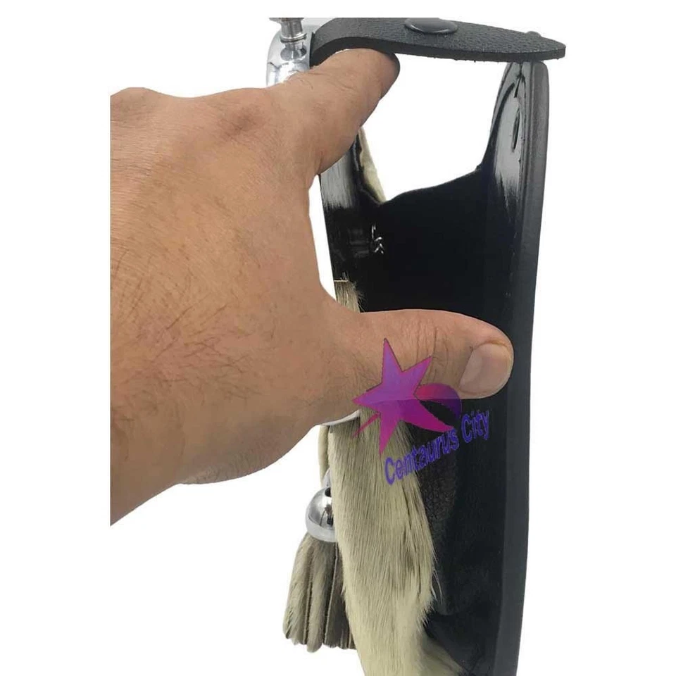 CC Full Dress Kilt Sporran White Bovin Celtic Cantle Chrome Thistle Crest Emblem - Image 3 of 4