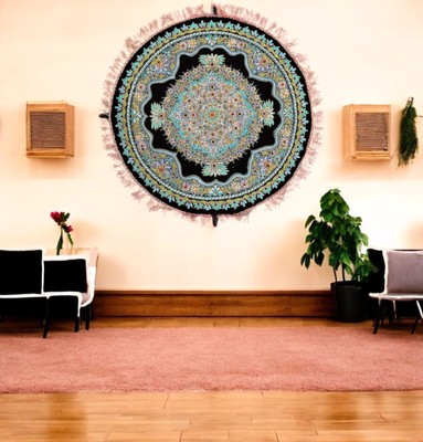 25'' Embroidery Zardozi Wall Carpet Floral Tapestry Artwork for Home Wall Hanging