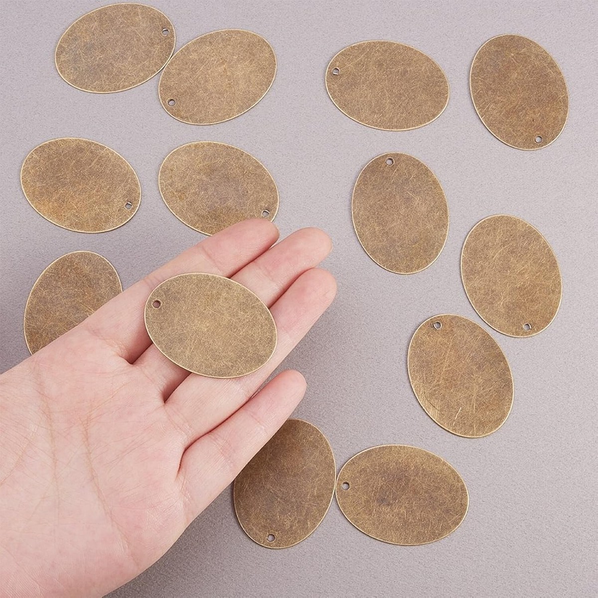 Metal Stamping Blanks Oval Pendants Antiqued Bronze Tone Brass Large Oval