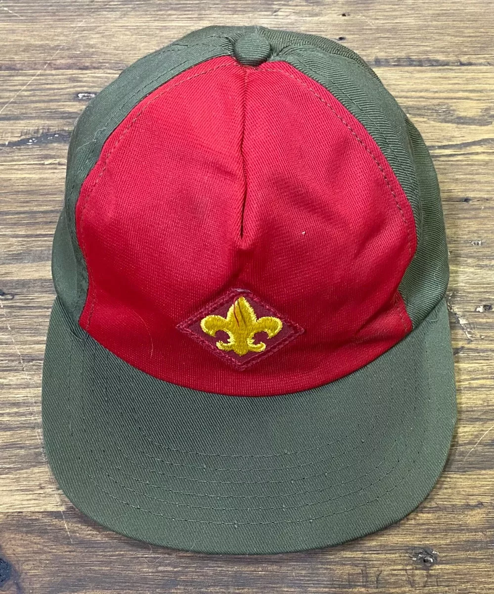 Vintage BSA Boy Scouts of America Snapback Cap Hat Green Red Made In USA  SM/MED