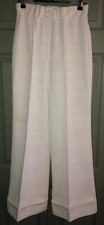 Vintage 70s White  Silver High Waisted Hippie Disco Pants Wide Leg Bellbottom