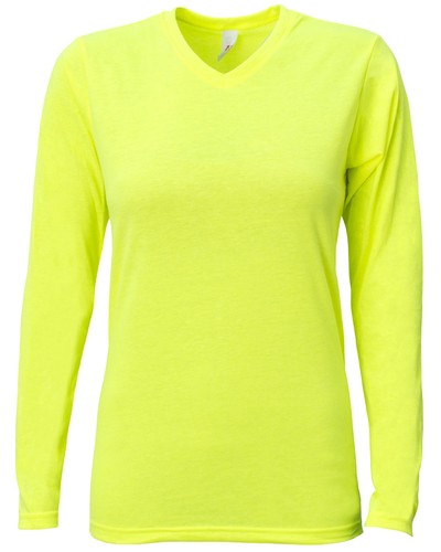 A4 NW3029 Ladies Moisture Wicking Top T Shirt Long Sleeve Softek V-Neck T-Shirt - Picture 14 of 17