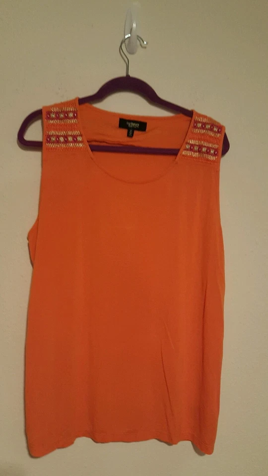 TWIGGY LONDON оранжевый вышитый плечи красный оранжевый золото Майка 1 X - Изображение 2 из 4