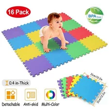 Kids Foam Play Mat Baby Crawling Activity Gym Crawl Infant Floor Carpet 16 Tiles