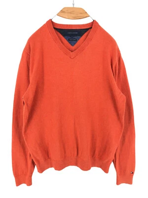 TOMMY HILFIGER Herren Baumwolle Kaschmir V-Ausschnitt Pullover Größe M - Bild 1 von 4