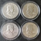 Lot of Four 50c Franklin Silver Half Dollars in Capsules