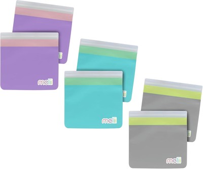 melii Reusable Sandwich & Snack Bags for Kids & Adults, 6 Pack, Food... 