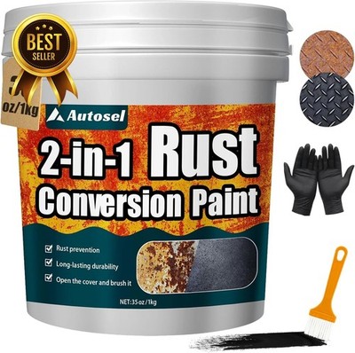 2-in-1 Rust Converter Metal Primer Anti Rust Coating Paint 35 Oz
