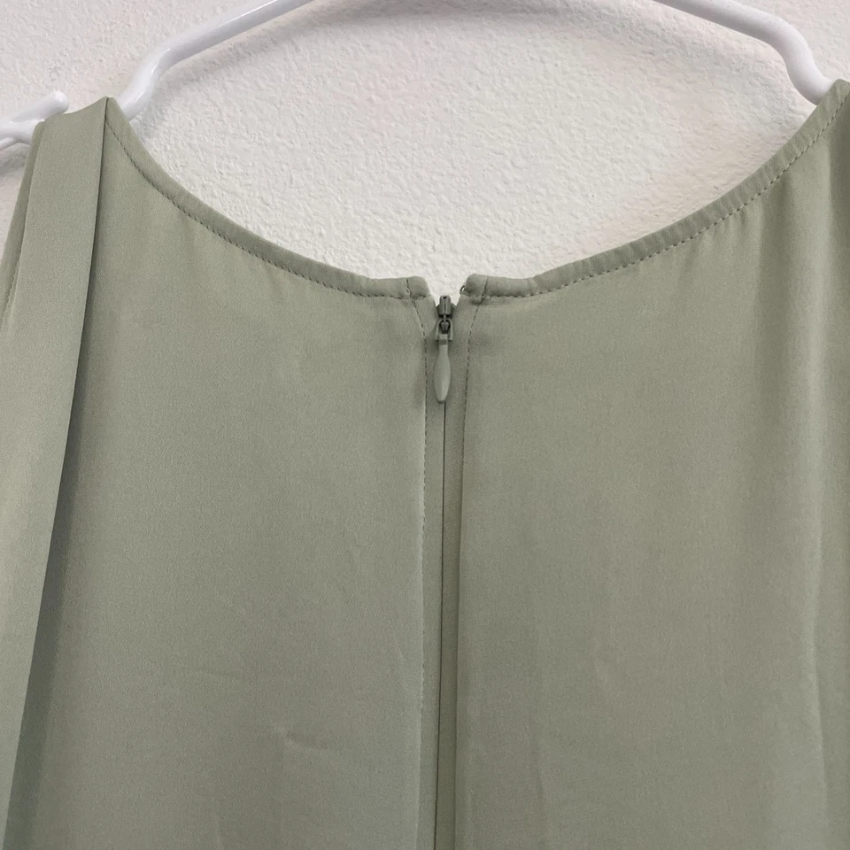 Nordstrom Signature Silk Dress Women 8 Mint Green Silk Maxi Slip Side Slit - Image 4 of 4