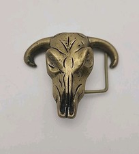 Vintage Metal Longhorn Bull Cow Skull Belt Buckle
