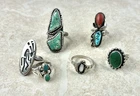 Vintage Sterling Silver Southwestern Rings Sizes 5-8 Weight 36g