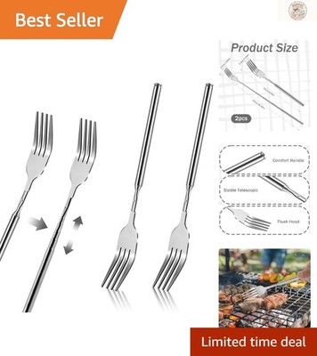 2Pcs Adjustable Telescopic Forks 8.7 to 25.6 Inch - Stainless Steel Cutlery
