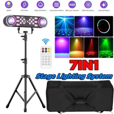 7 in 1 DJ Lights LED Moving Head Par Effect Stage Laser Lighting System DMX&Bag