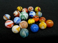 (20) VTG W.V. SWIRL MARBLES! ALLEY AGATE CO. etc.  MINT- to MINT COND. W/SHOOTER