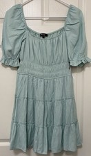 Cutest Peasant Style Dress By Trixxi Sz Small Empire Waist Green NWT Mini Boho