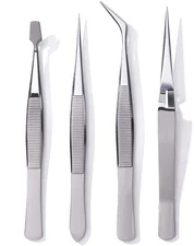 Edward Harden 4 Piece Stainless Steel Precision Tweezers Set - Tweezers for J...
