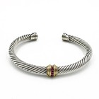 David Yurman 14K Sterling Ruby Cable Station Cuff 6" Bracelet Lot of 2 #S5627-3 — photo 2