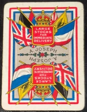 RW177 Swap Playing Cards 1 Old English Wide Royalty Flags Crown A. Joseph Ad 