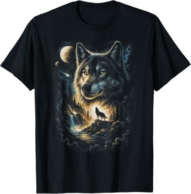 Wolf Howling Moon Forest Nature Wildlife Lovers Animal Men T-Shirt