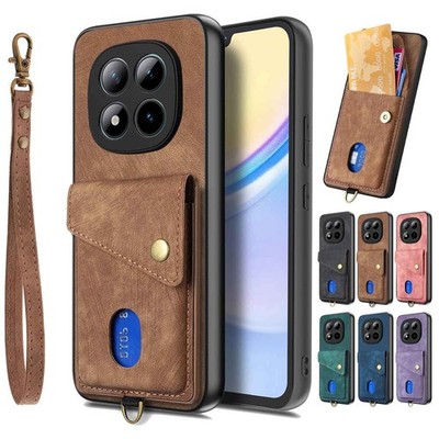 Handyhülle mit Band Redmi Note 15 Pro Plus 14 13 12 PU Leder Handy Kette Armband