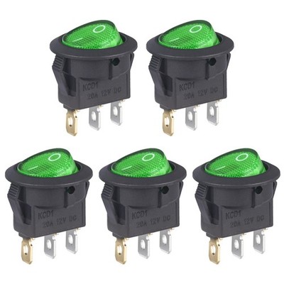 Grün beleuchteter 12V 20A SPST Kippschalter 5er Pack