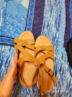 INSCIT Women’s Tan Strappy Sandals Gold Glitter Buckle Faux Leather 9.5 NWD — photo 1