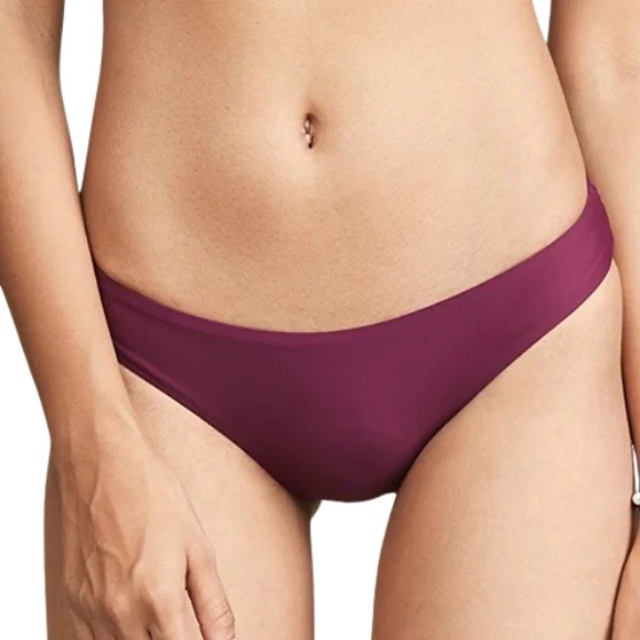 NWT Pilyq Zen L Solid Burgundy Ruched Full Bikini Swim Bottom 125221