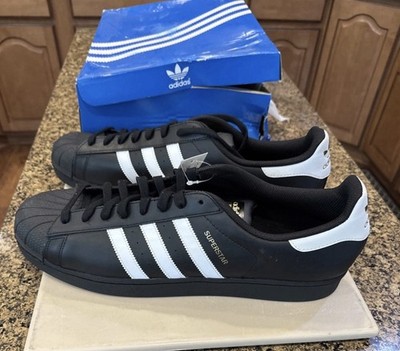 Adidas Superstar Foundation, Originals Men's Black Leather Sneakers Size 18