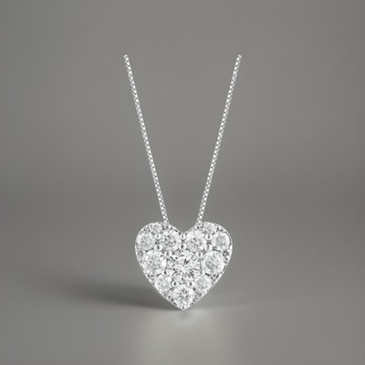 Unique Moments 1/2 kt runder im Labor gezüchteter Diamant Herz Anhänger in Sterlingsilber