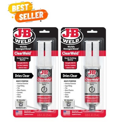 Clear Quick Set Epoxy Adhesive - Strong Bonder for Metal, Wood & More, 2 Pack