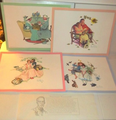 BROWN & BIGELOW, ST. PAUL, MN, USA NORMAN ROCKWELL ART PRINTS (4) IN BOX