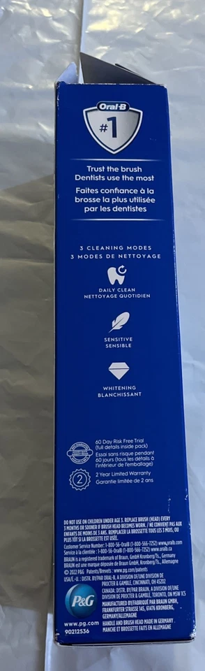 Oral B Pro 1000 Cepillo de Dientes Recargable Azul Nuevo Dmged Caja Abierta Foto 2 de 4