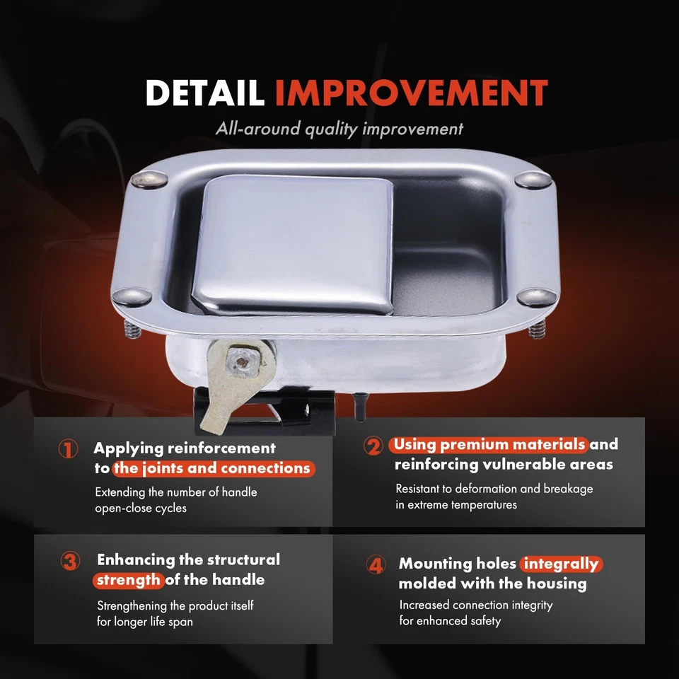 Manija de puerta interior del conductor delantero para Kenworth T400 T450 T600A T800 metal cromado Foto 3 de 4