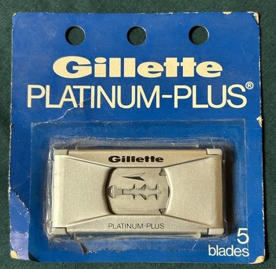 Vintage NOS Gillette Platinum-Plus Razor Blades 5 Pack -Package Damaged