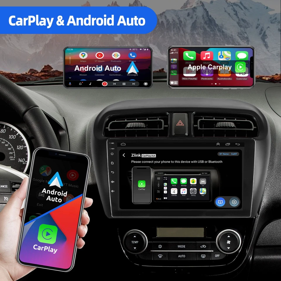 Radio estéreo para automóvil de 9" Carplay GPS navegación con cámara para Mitsubishi Mirage 2012-2018 Foto 4 de 4