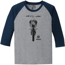 Factory Effex Yamaha Youth 3/4 Sleve T-Shirt - 21-83210 Navy/Gray Heather Small
