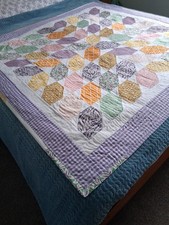 Handmade Quilted Cotton Throw 140cm x 142cm Made In Spring Colours Floral Fabric