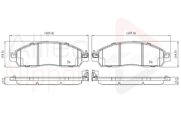 Brake Pad Set For Disc 165.6 mm Length 54.1 mm Height ALLIED NIPPON ADB02486