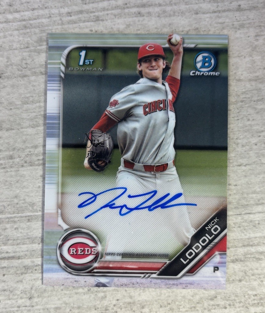 Nick Lodolo 2019 Bowman Chrome AUTO 1ST AUTOGRAPH ROOKIE REDS