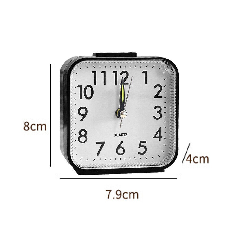 Bedside Small Alarm Clock Analog Battery Operated Silent No Ticking With Light