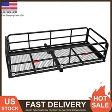 For 2" Receivers Foldable Hitch Mounted Cargo Carrier Basket Luggage Rack 750Lbs