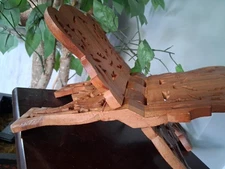 Vintage 1960s Ornate Hand Carved Wooden Book Holder