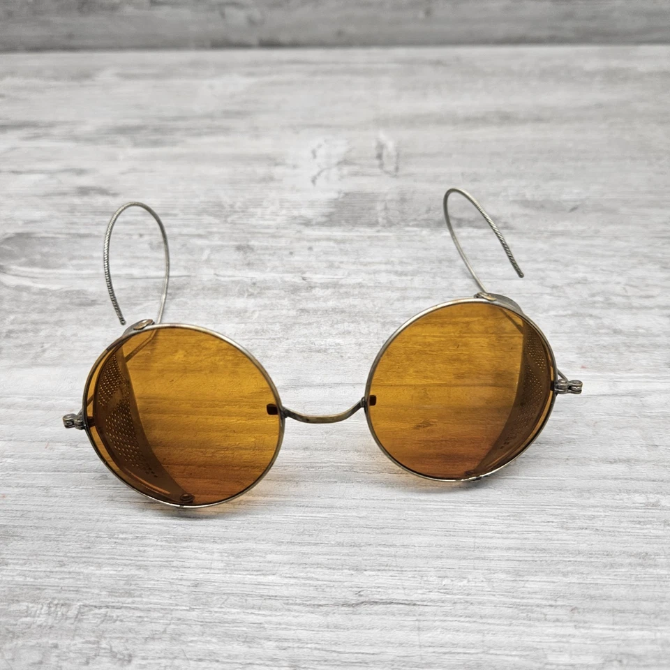 Gafas Willson De Colección con Estuche Original Naranja Ámbar Redondo Protector Lateral Gafas Foto 2 de 4