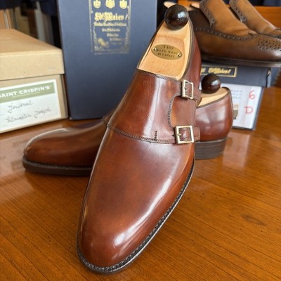 Handmade Men Leather Dress Shoes Double Monk Strap Brown Formal Round Toe