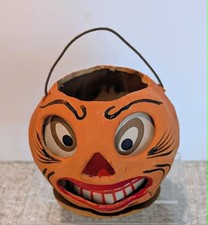 Vintage Germany Halloween Pulp Pumpkin Lanter...