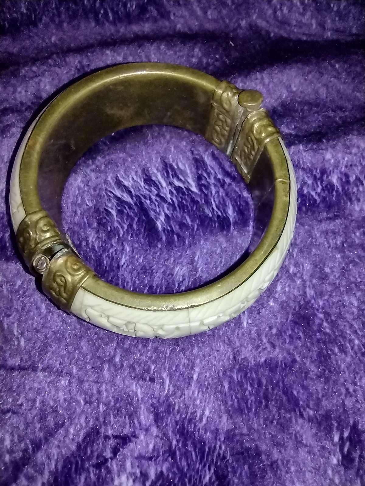 Vintage Cuff Pull Pin Hinged Bangle Bracelet  Han… - image 2