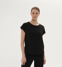 NWT Simone Perele 1C9901 Aurore Short Sleeve Pajama Top Black L Viscose MSRP 70